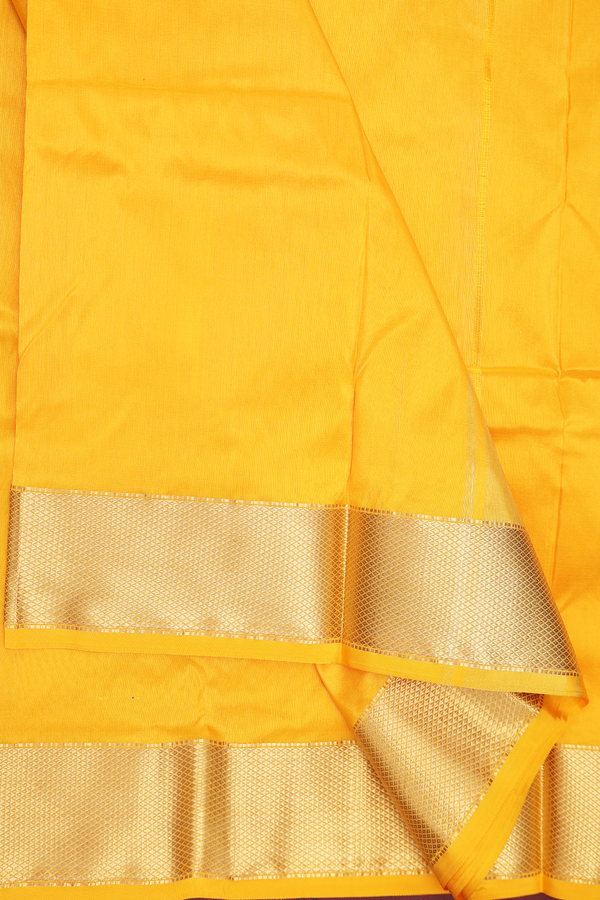 Zari Border Yellow Silk Dhoti With Angavastram Set