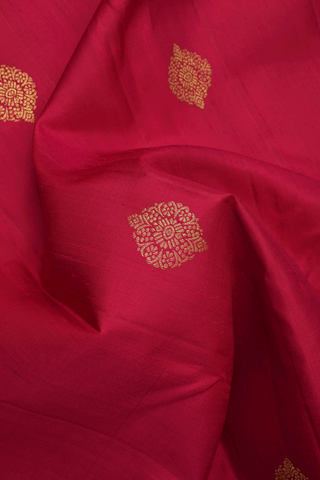 Zari Buttas Ruby Red Kanchipuram Silk Saree