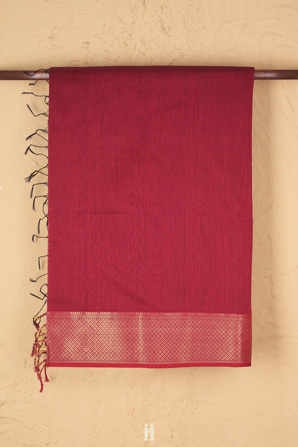 Maheswari Silk Cotton Saree Red With Contrast Border