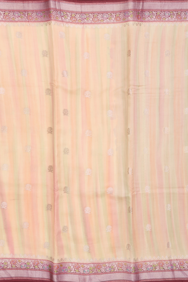 Raw Silk Saree In Multicolor With Floral Buttas