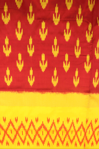 Allover Design Brick Red Pochampally Silk Saree