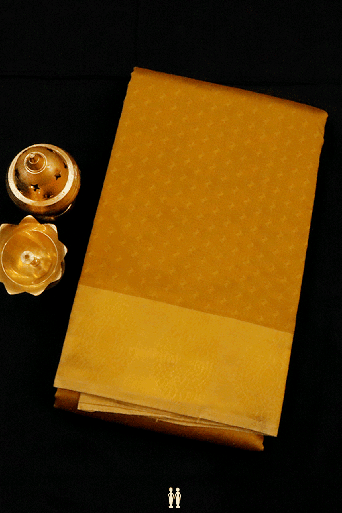 Allover Design Golden Yellow Semi Silk Saree