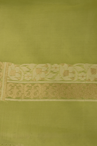 Leaf Design Moss Green Semi Banarasi Silk Saree