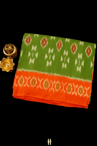 Allover Design Parrot Green Pochampally Cotton Saree