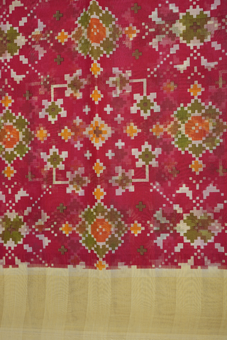Allover Design Ruby Red Chanderi Cotton Saree