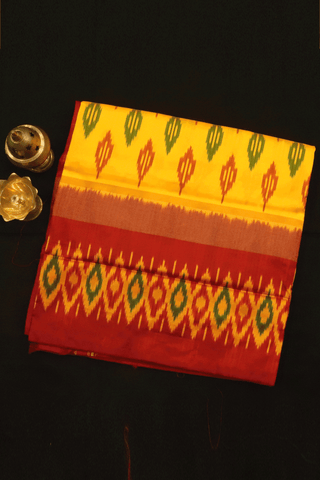 Allover Diamond Design Honey Yellow Pochampally Silk Saree