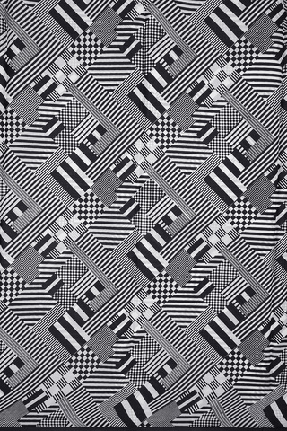 Allover Geometric Pattern Black And White Printed Silk Saree