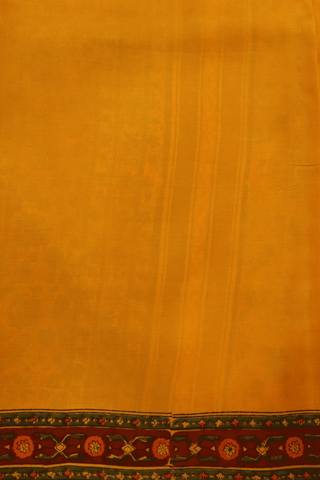 Allover Paisley Design Orange Printed Silk Saree