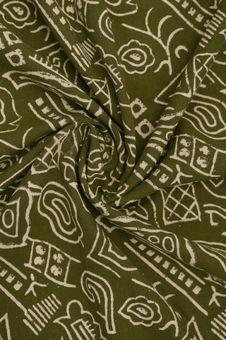 Allover Printed Design Mehendi Green Cotton Nightie