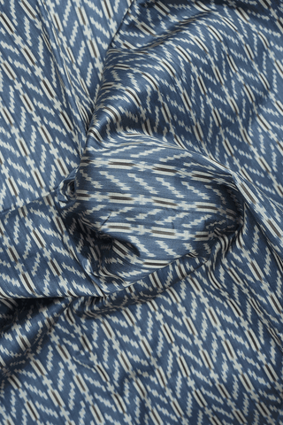 Allover Printed Design Stone Blue Pochampally Silk Saree