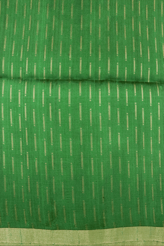 Allover Striped Design Green Raw Silk Saree