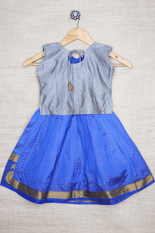 Allover Stripes Design Blue Silk Readymade Pavadai Sattai