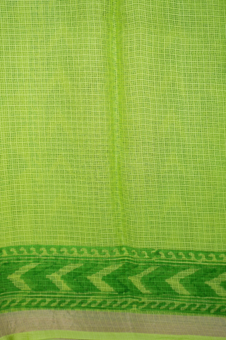 Allover Triangle Printed Lime Green Kota Silk Saree