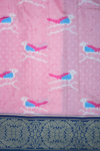 Birds Printed Design Pink Chanderi Silk Saree