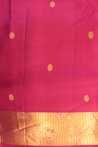 Birds Zari Buttas Purple Rose Kanchipuram Silk Saree