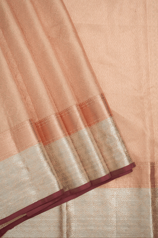 Brocade Design Pastel Orange Kanchipuram Silk Saree