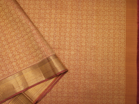 Brocade Design Rust Orange Kanchipuram Blouse Material