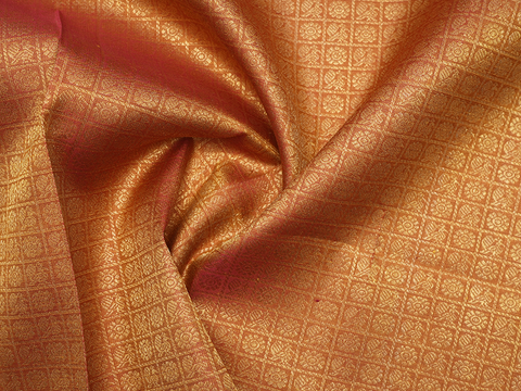 Brocade Design Rust Orange Kanchipuram Blouse Material