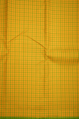 Checked Design Honey Yellow Kanchipuram Silk Saree