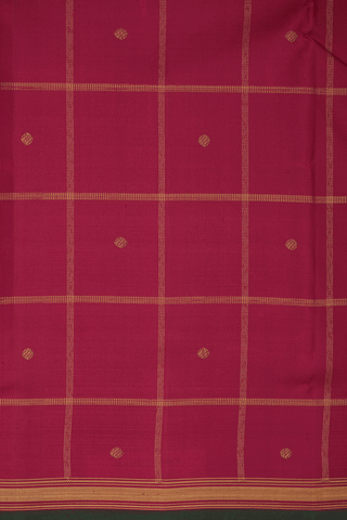 Checked With Buttas Rust Red Kanchipuram Silk Saree