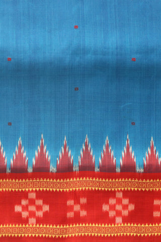 Contrast Border In Buttis Cerulean Blue Odisha Silk Saree