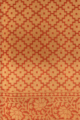 Diamond Design Rust Red Kota Cotton Saree