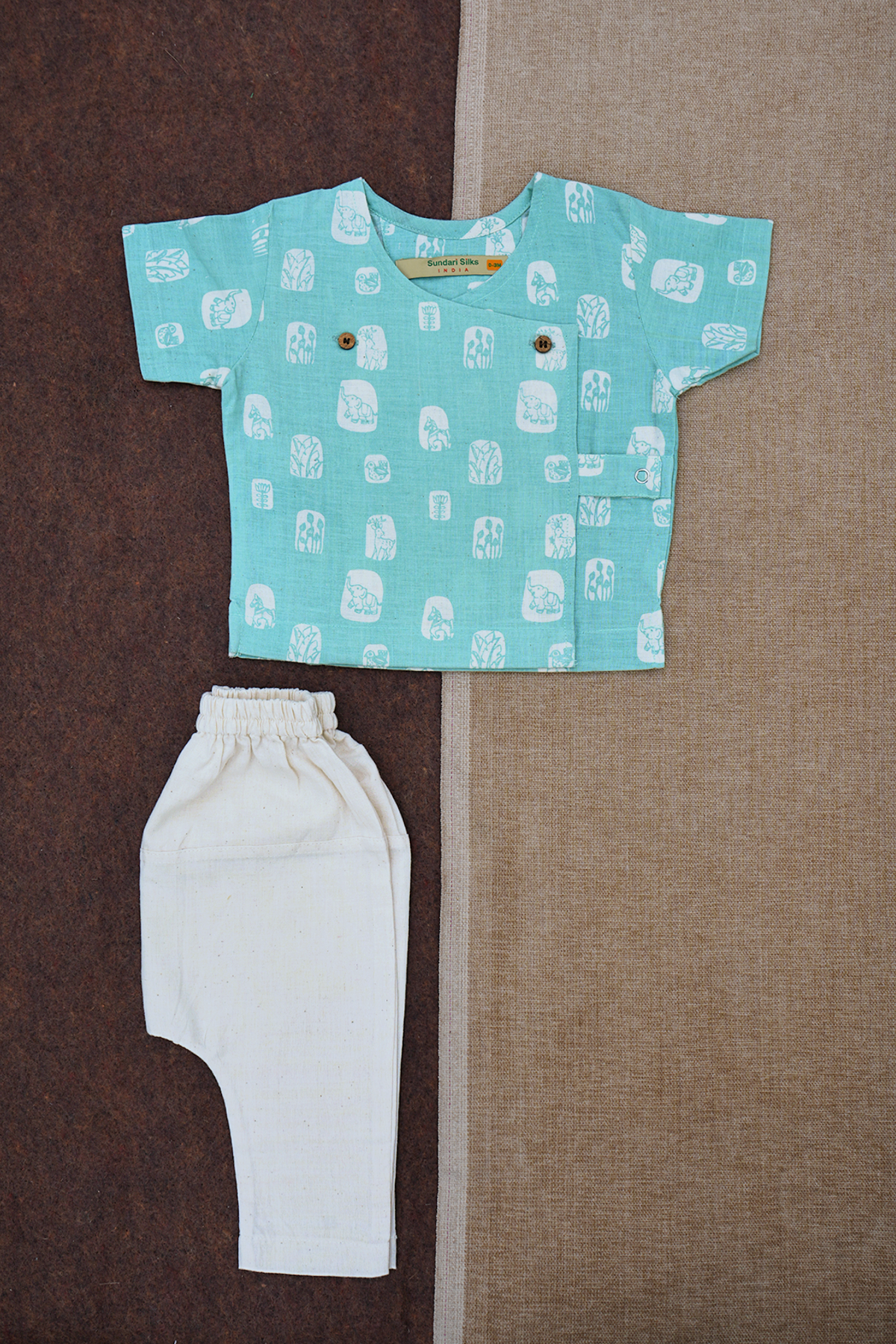 Dusty Blue And White Top And Pant Boys Infant Wear Set