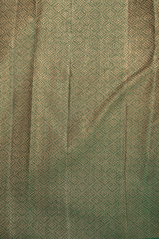 Floral And Leaf Design Dark Green Kanchipuram Silk Saree
