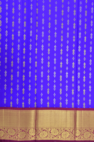 Floral Buttas Royal Blue Kanchipuram Half Saree Material