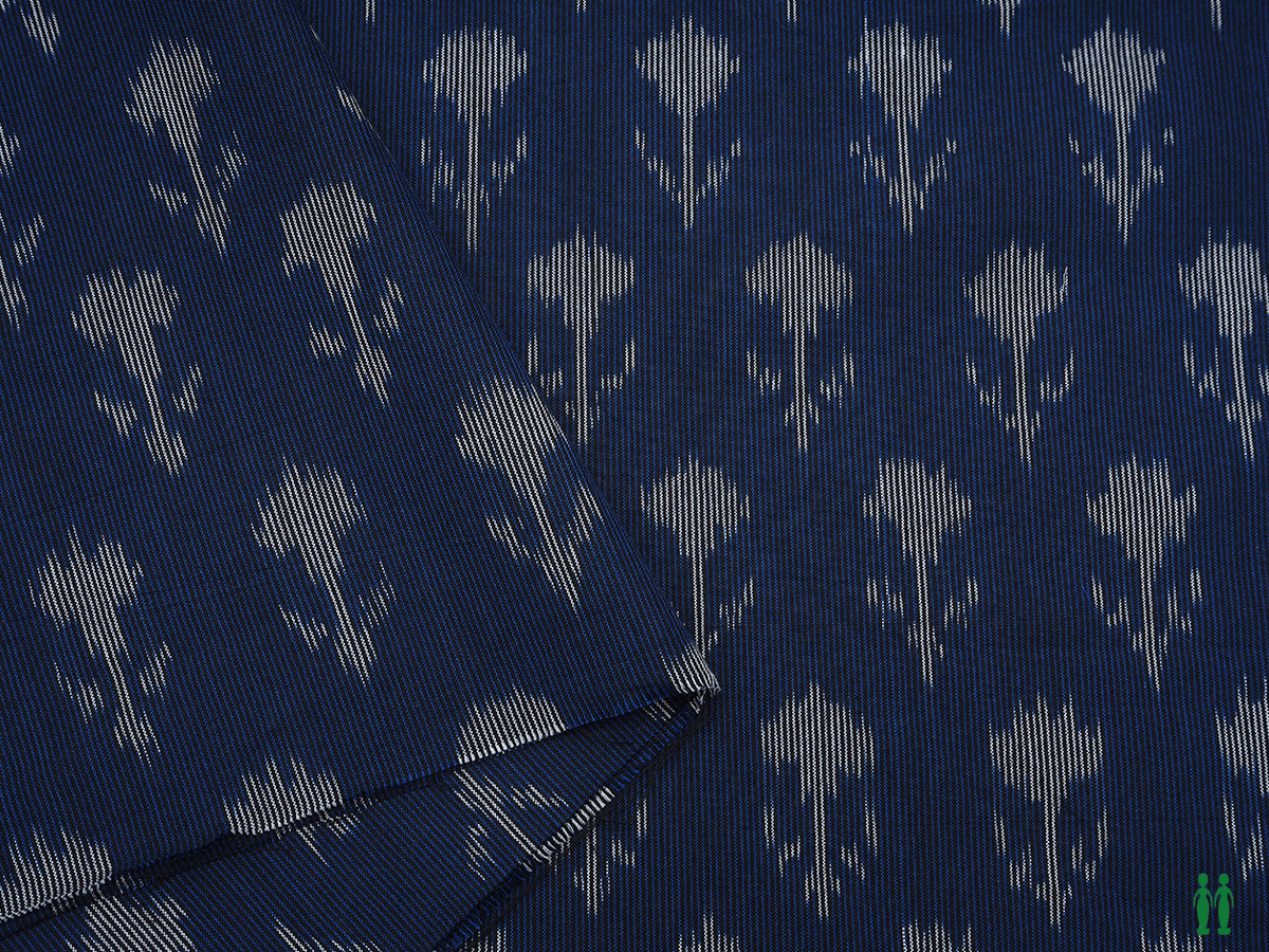 Floral Design Berry Blue Ikat Cotton Blouse Material