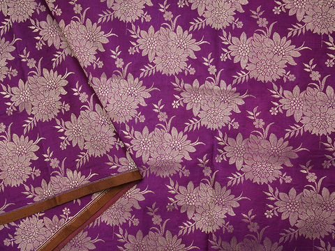Floral Design Grape Purple Banaras Silk Blouse Material