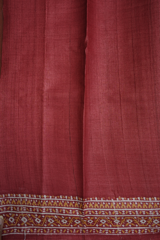 Floral Design Printed Cherry Red Tussar Silk Saree