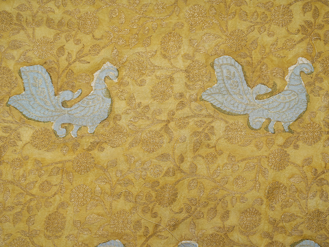 Peacock Design Yellow Banaras Silk Unstitched Blouse Material