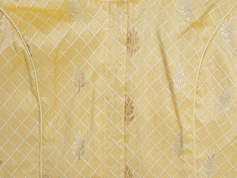 Floral Design Yellow Raw Silk Readymade Blouse