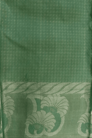 Floral Threadwork Border Green Semi Silk Saree