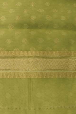 Floral Zari Buttas Pastel Green Semi Banarasi Silk Saree