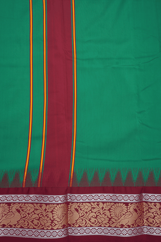 Ganga Jamuna Border Green Silk Dhoti With Angavastram Set
