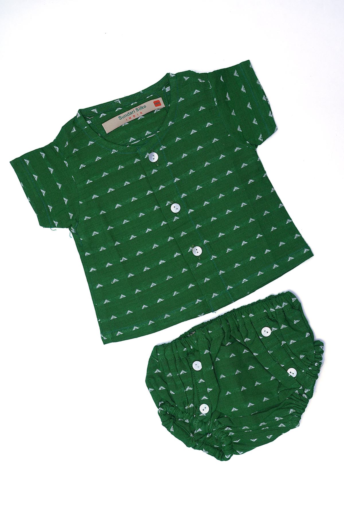 A-Line Green Top And Diaper Infant Wear Boys Co-Ord Set Of 2
