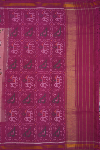 Hand Painted Salmon Pink Kanchipuram Silk Saree