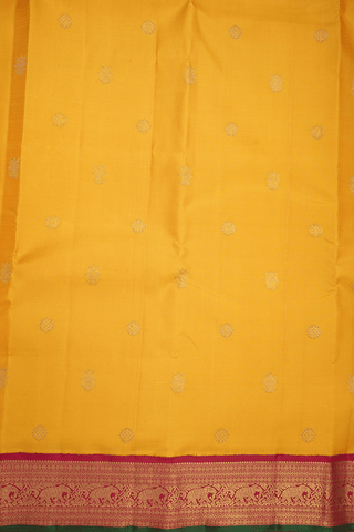 Iruthalai Pakshi Buttas Royal Yellow Kanchipuram Silk Saree