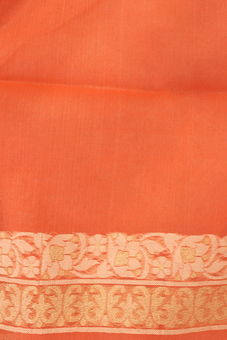Leaf Zari Buttas Orange Semi Banarasi Silk Saree