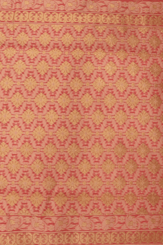 Leaf Zari Design Pastel Pink Semi Banarasi Silk Saree