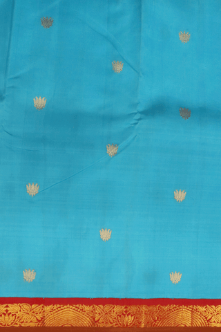 Lotus Zari Buttas Sky Blue Kanchipuram Silk Saree