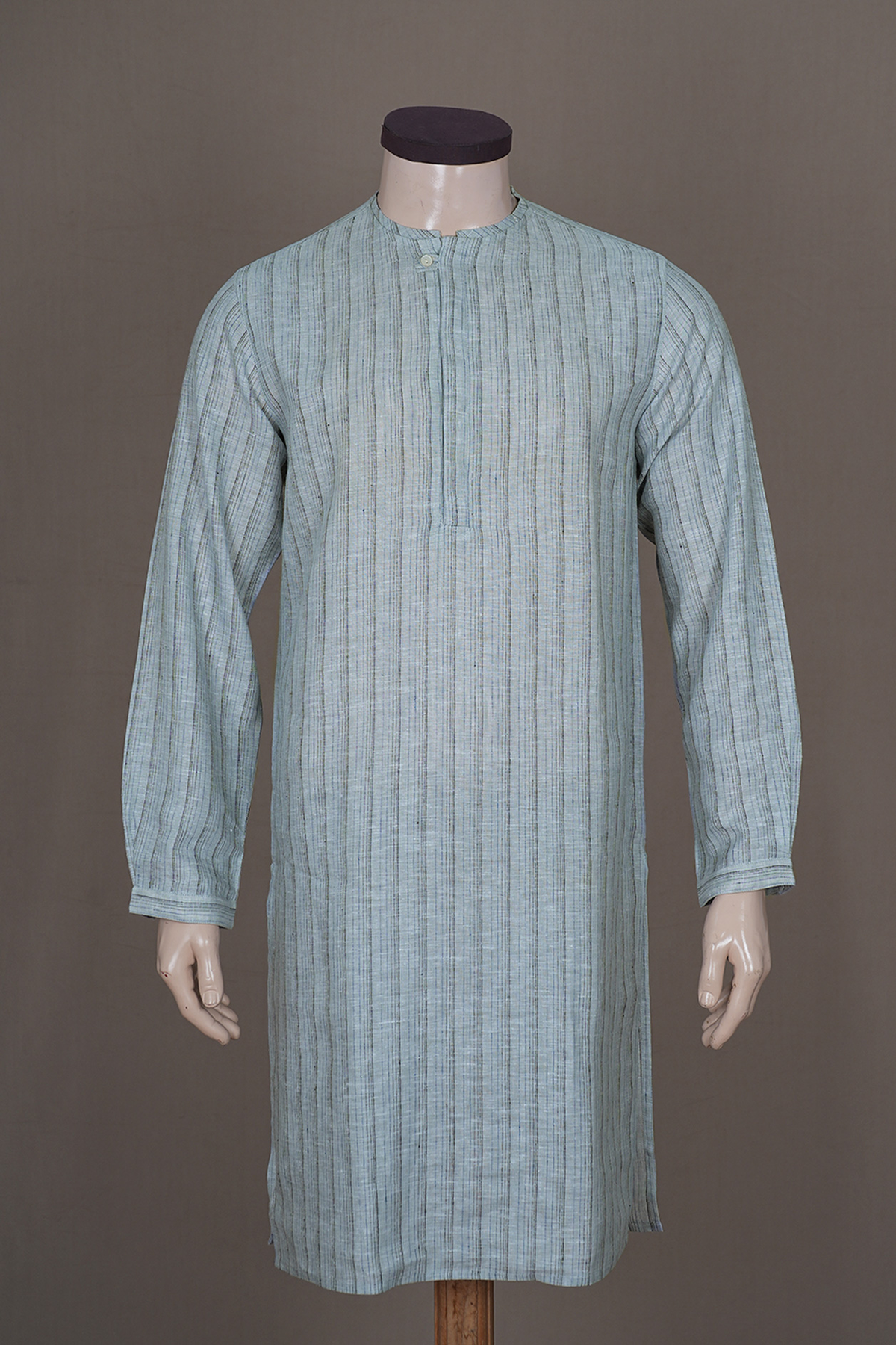 Sundari Silks x Naushad Ali Light Grey Linen Cotton Long Kurta