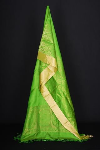 Ogee Zari Design Parrot Green Silk Cotton Dupatta