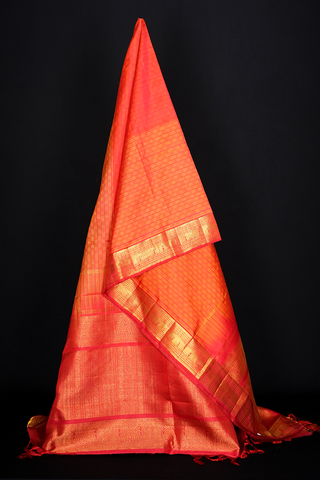 Paai Madippu Kattai Design Orange Kanchipuram Silk Dupatta