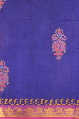 Paisley Buttas Royal Blue Traditional Silk Cotton Saree