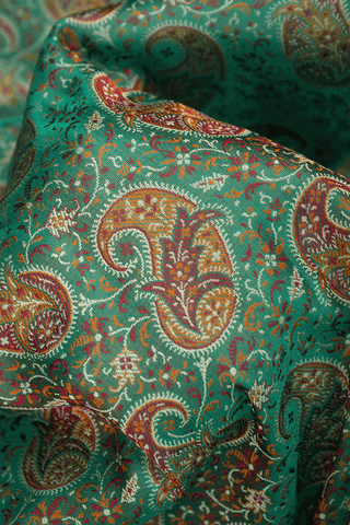 Paisley Design Emerald Green Banarasi Tanchoi Silk Saree