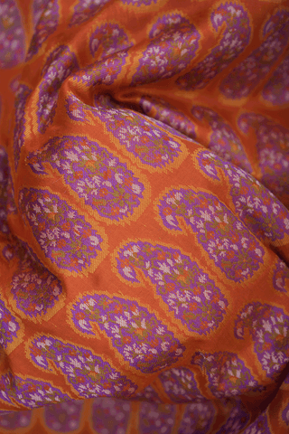 Paisley Design Spiced Orange Banarasi Tanchoi Silk Saree