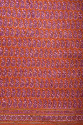 Paisley Design Spiced Orange Banarasi Tanchoi Silk Saree